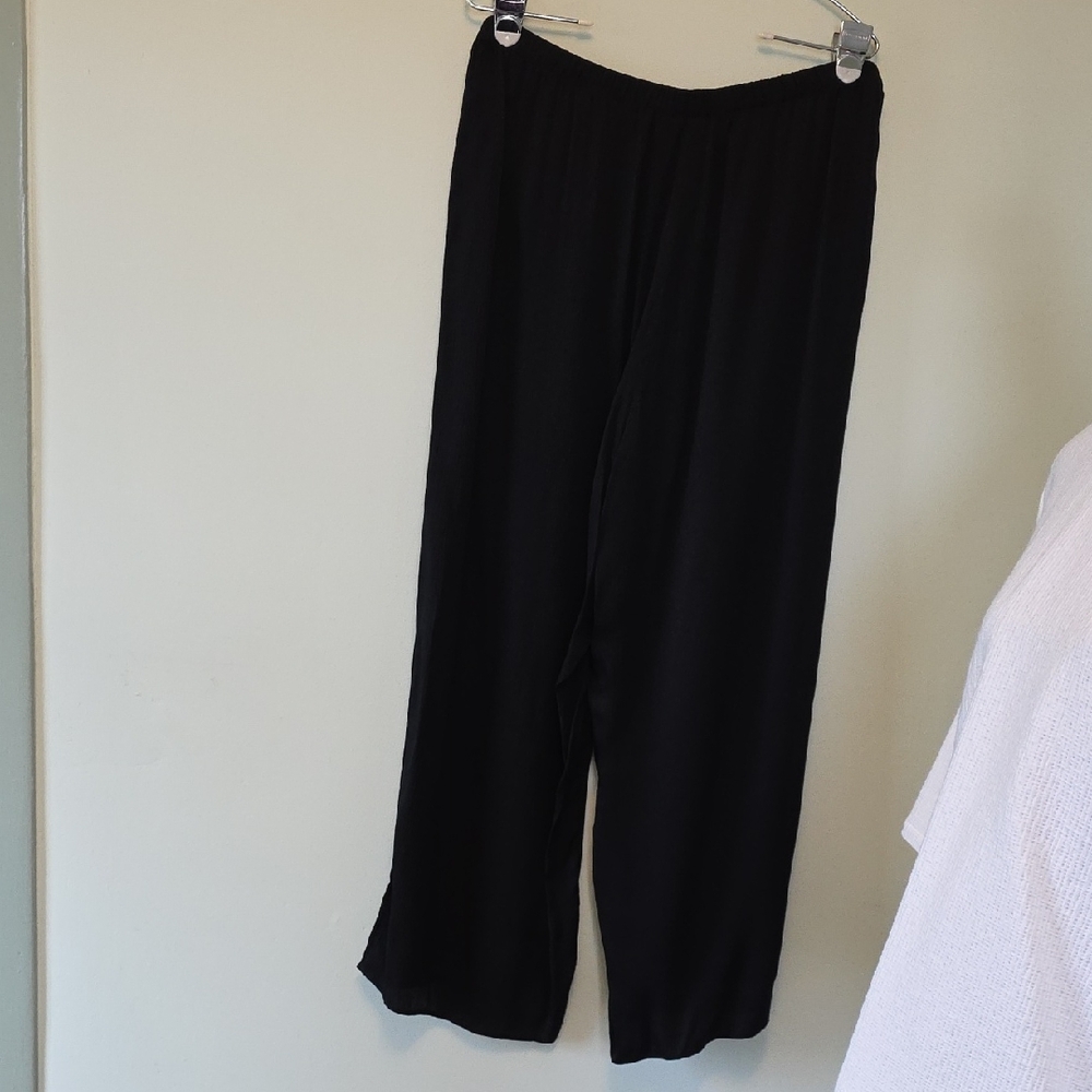 Eileen Fisher Black Wide-Leg Elastic Waist Pants